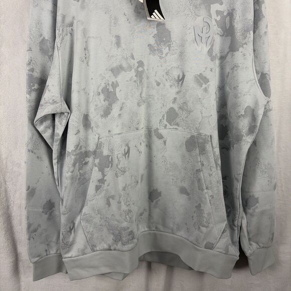 Adidas Patrick Mahomes Large French Too Cold Terry Hoodie Clear Gray NWT - Picture 2 of 7